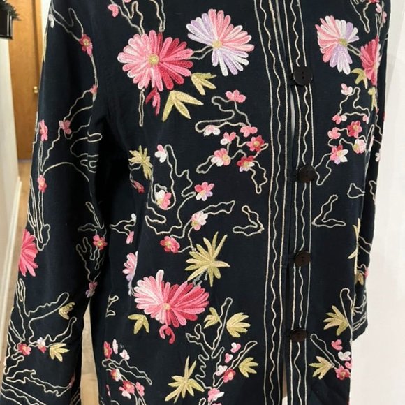 EUC Vintage Bedford Fair Shirt Jacket  Embroidered Florals - Picture 3 of 4